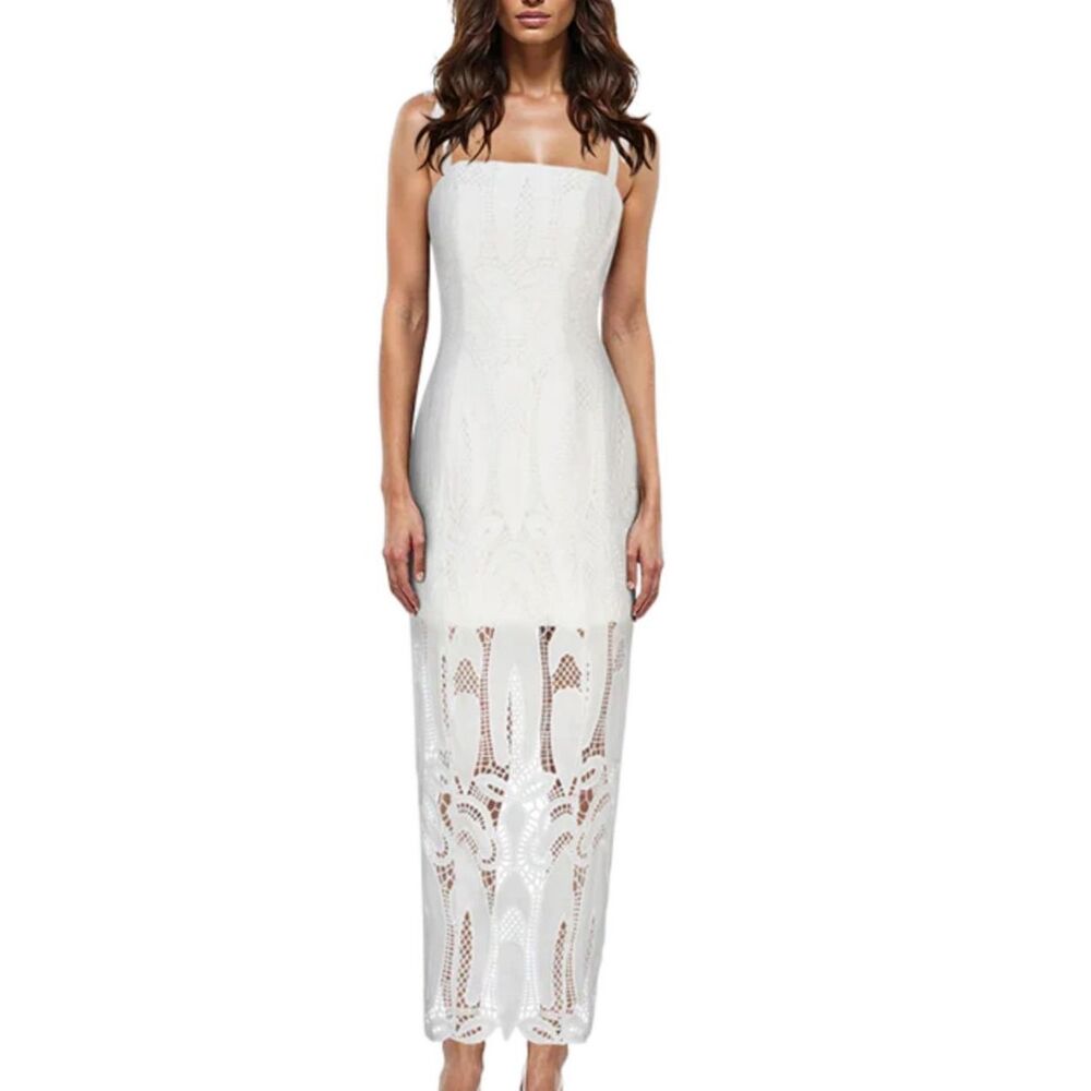 NWT Atoir Maisie White Lace Dress 4 Small Revolve Bridal Shower Midi Cocktail